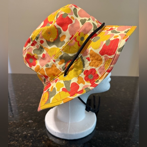 MAD Engine Retro Hippie Boho Flower Bucket Hat with Drawstring Cotton OS - Picture 3 of 10